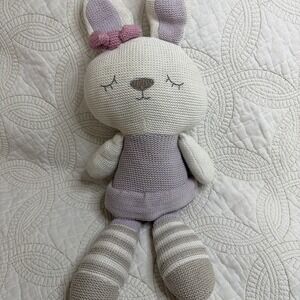 Living Textiles Violet Bunny Knit Plush Rattle 16" Stuffed Animal